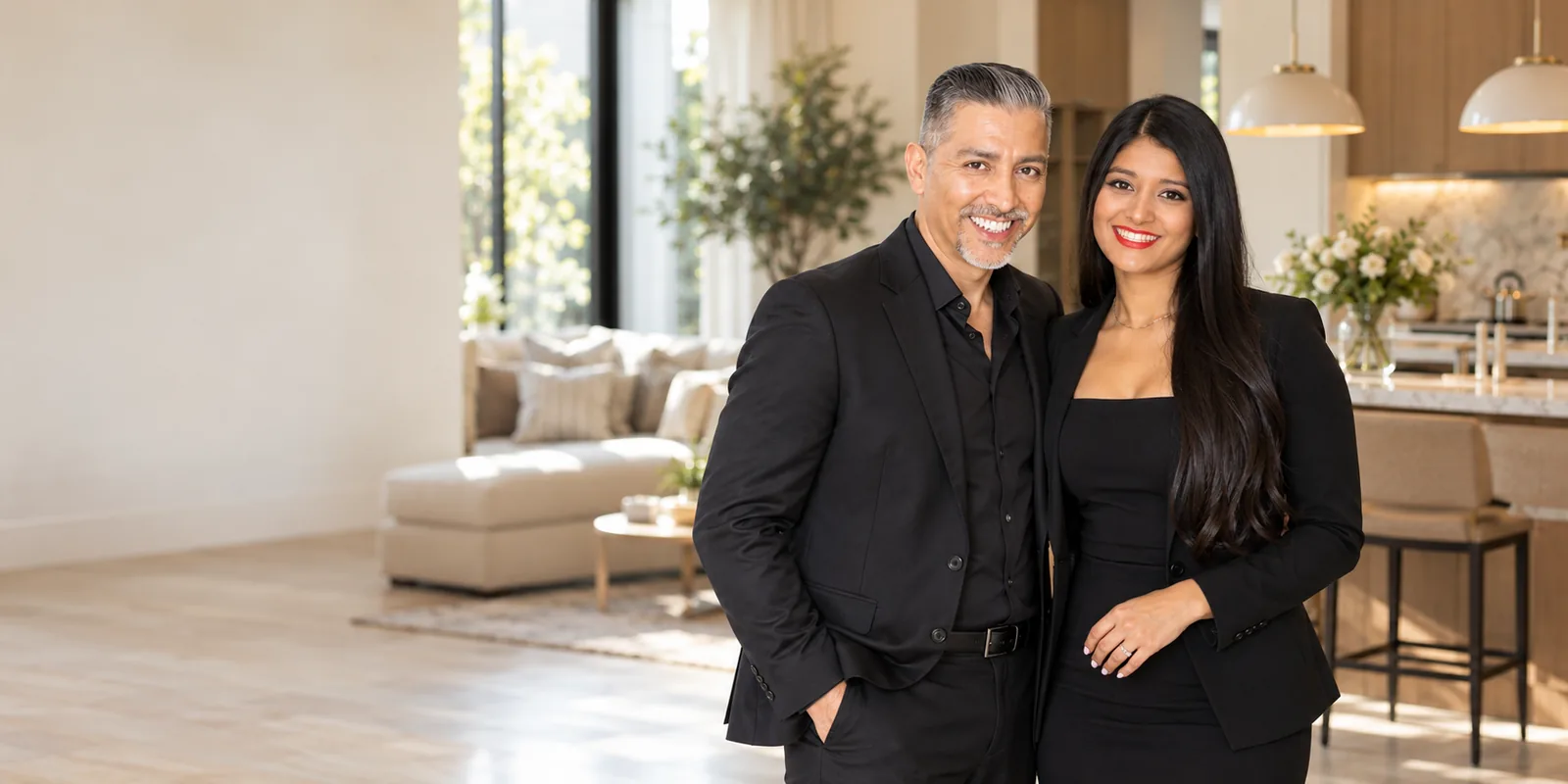 Christian and Ivanna, the owners of Manse & Co, standing together in a bright modern home