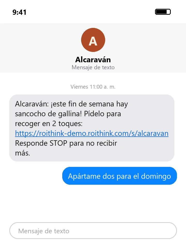 SMS con una oferta para volver